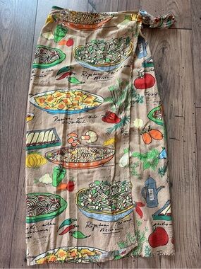 Vintage Jams World Wrap Skirt Medium Food Print Italian Pasta Midi wrap skirt